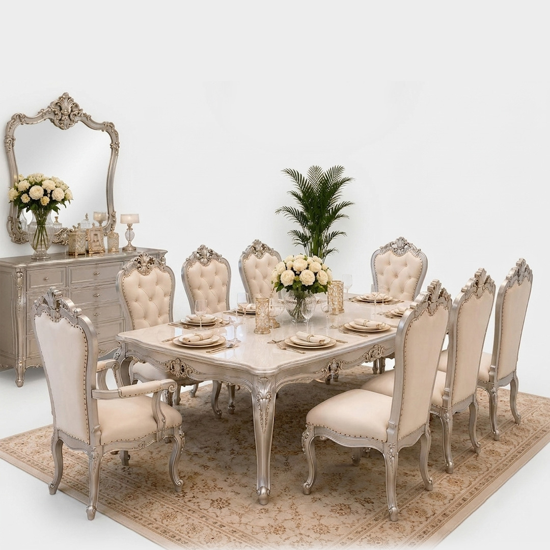 Beautiful 8 Siter Dining Table Set With Handmaid Carving And Shisham Wooden Beautiful 8 Seater Dining Table Set with Hand-Carved Solid Sheesham Wood - Image 1