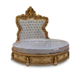 Luxury Golden Finish Round Chinioti Bed Set Design