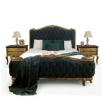Modern Wooden Bed Set Design with Deco Finish