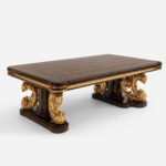 Most Luxurious 8 Seater Dining Table Set with Brown & Gold Finish - Image 2