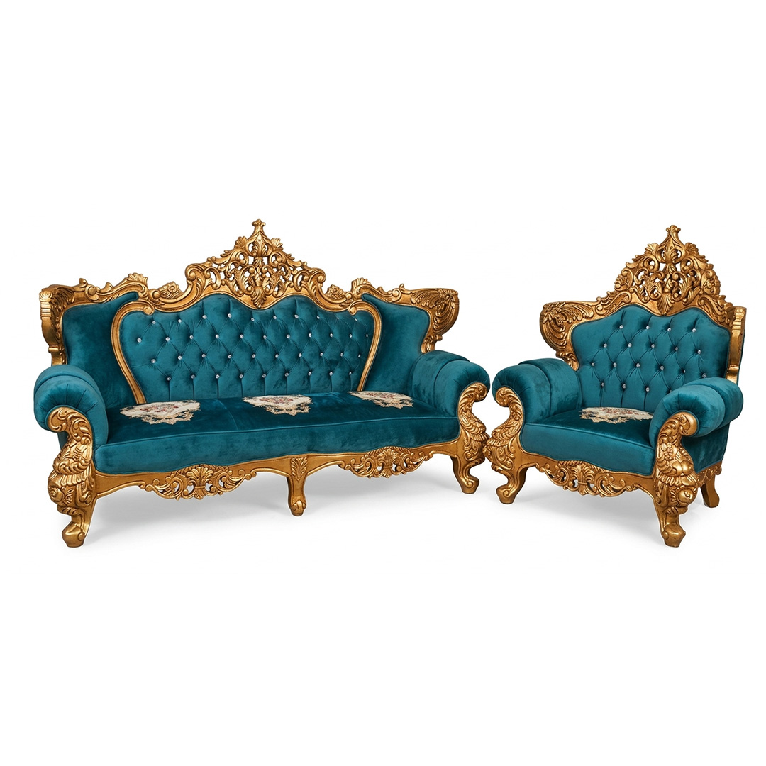 Premium Quality Luxury 7 Seater Shisham Wood Sofa Set2 Premium Quality Luxury 7 Seater Sheesham Wood Sofa Set - Image 1