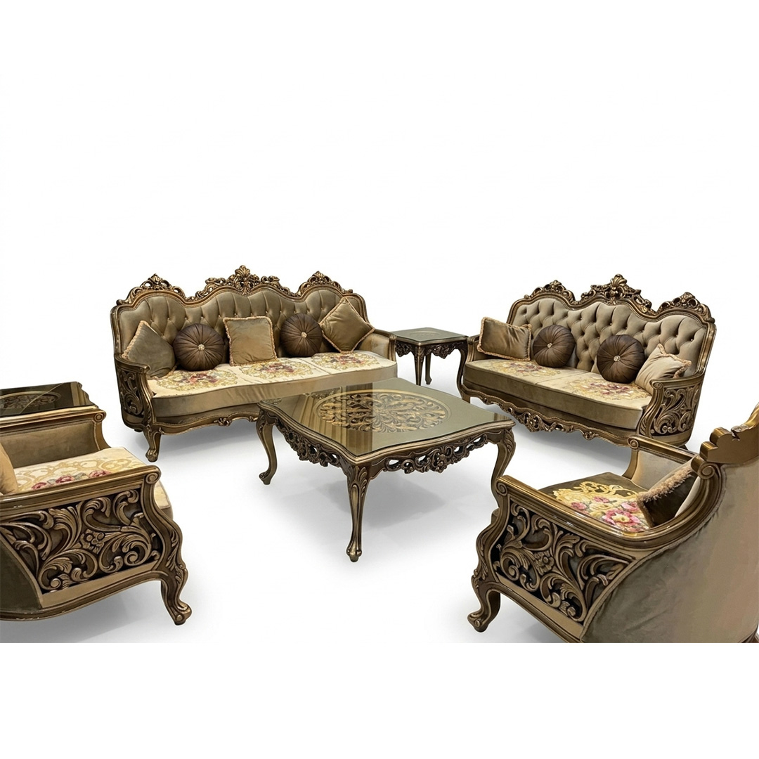 Side Carving Living Room Sofa Set Design Side-Carved Chinioti Living Room Sofa Set Design - Image 1