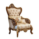 Solid Wooden Classic Sofa Set with Brown & Golden Finish - Image 2