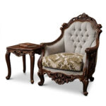 Turkish Style Luxury Side-Carved Sofa Set with Brown Finish - Image 2