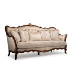 Classic 7 Seater Wooden Sofa Set with Brown & Golden Finish - Image 3